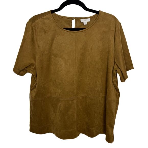 J. Jill Womens Brown Faux Suede Box Top Size Large - Picture 1 of 6
